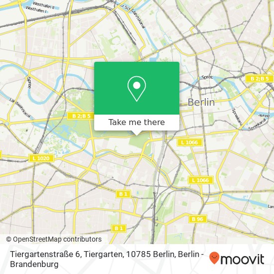 Карта Tiergartenstraße 6, Tiergarten, 10785 Berlin