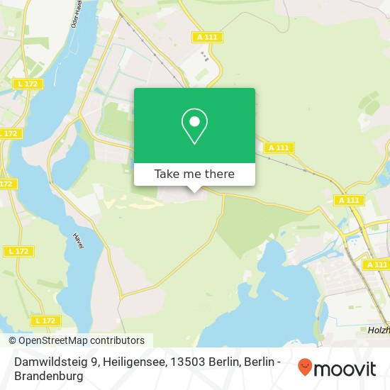 Карта Damwildsteig 9, Heiligensee, 13503 Berlin
