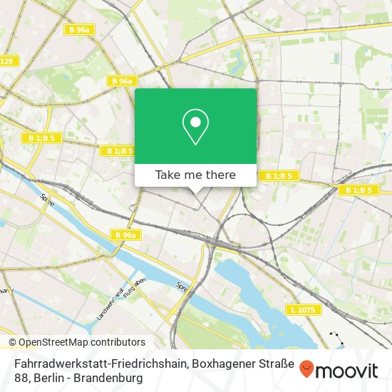 Карта Fahrradwerkstatt-Friedrichshain, Boxhagener Straße 88