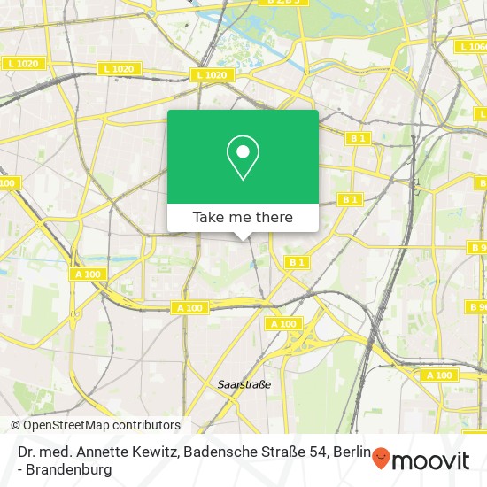 Карта Dr. med. Annette Kewitz, Badensche Straße 54