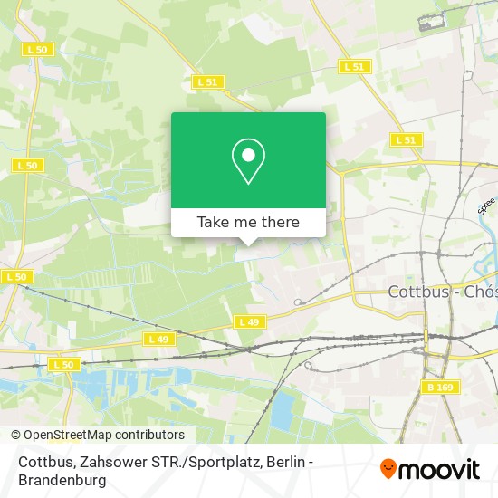 Карта Cottbus, Zahsower STR. / Sportplatz