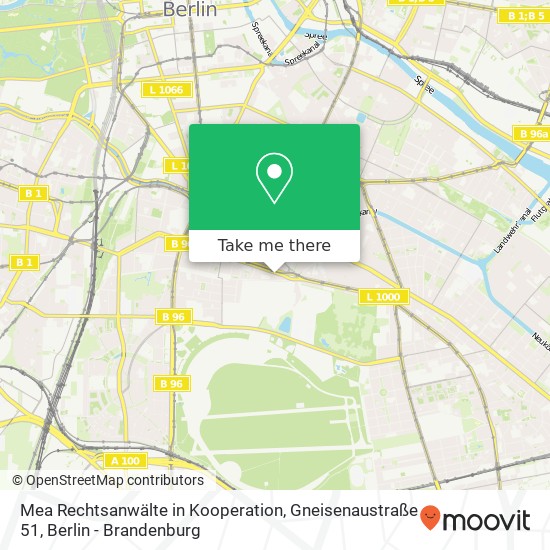 Карта Mea Rechtsanwälte in Kooperation, Gneisenaustraße 51