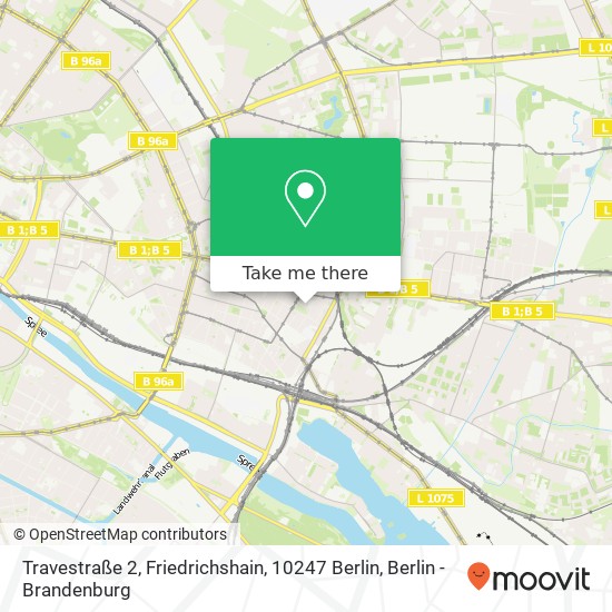 Карта Travestraße 2, Friedrichshain, 10247 Berlin