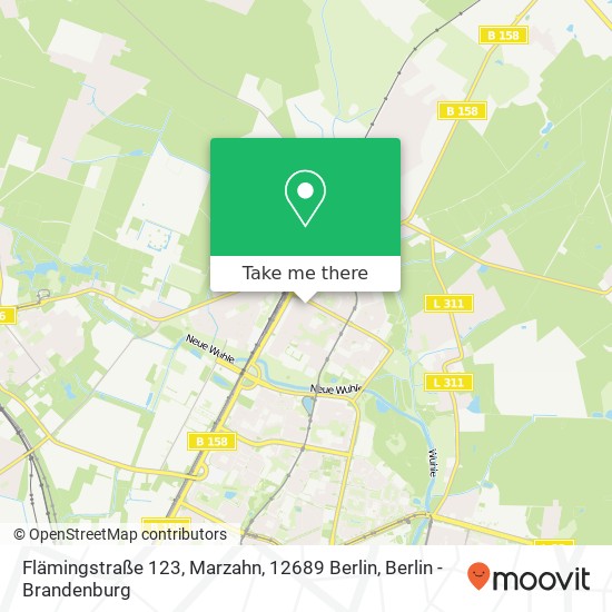 Карта Flämingstraße 123, Marzahn, 12689 Berlin