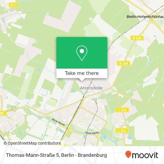 Карта Thomas-Mann-Straße 5, 16356 Ahrensfelde
