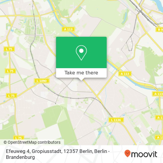 Карта Efeuweg 4, Gropiusstadt, 12357 Berlin