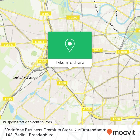 Карта Vodafone Business Premium Store Kurfürstendamm 143, Kurfürstendamm 143