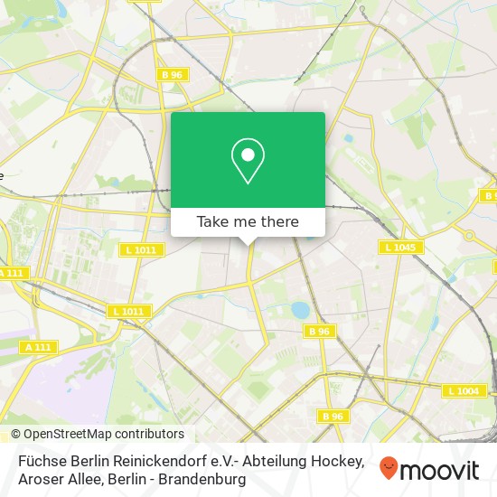 Карта Füchse Berlin Reinickendorf e.V.- Abteilung Hockey, Aroser Allee