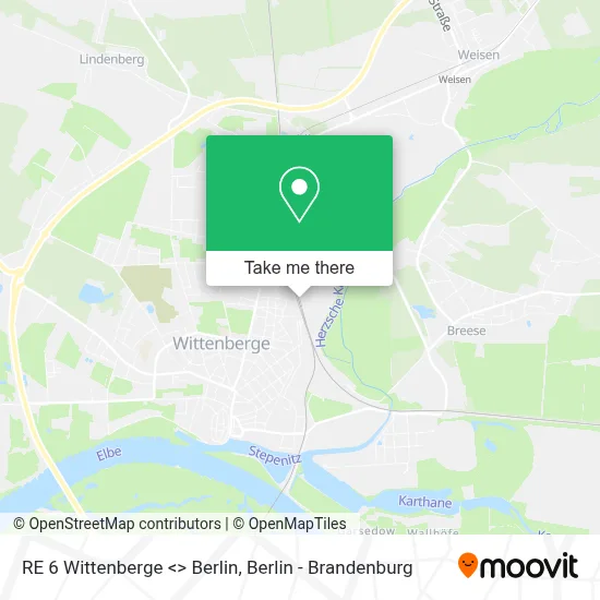 RE 6 Wittenberge <> Berlin map