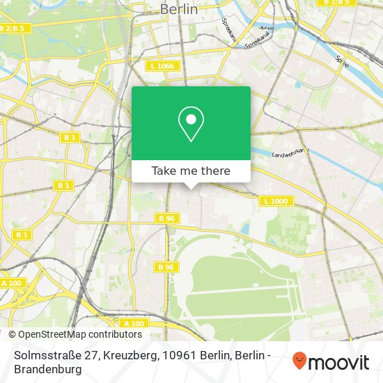 Карта Solmsstraße 27, Kreuzberg, 10961 Berlin