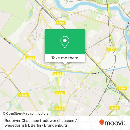 Карта Rudower Chaussee (rudower chaussee / wegedornstr), Johannisthal, 12489 Berlin