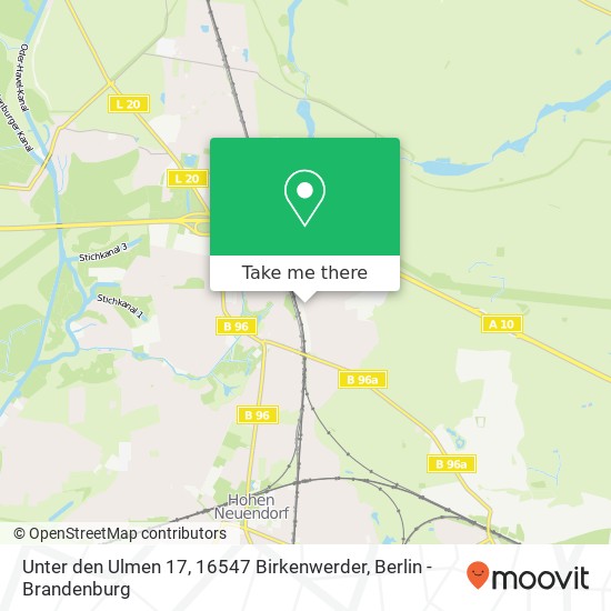 Карта Unter den Ulmen 17, 16547 Birkenwerder