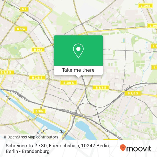 Карта Schreinerstraße 30, Friedrichshain, 10247 Berlin