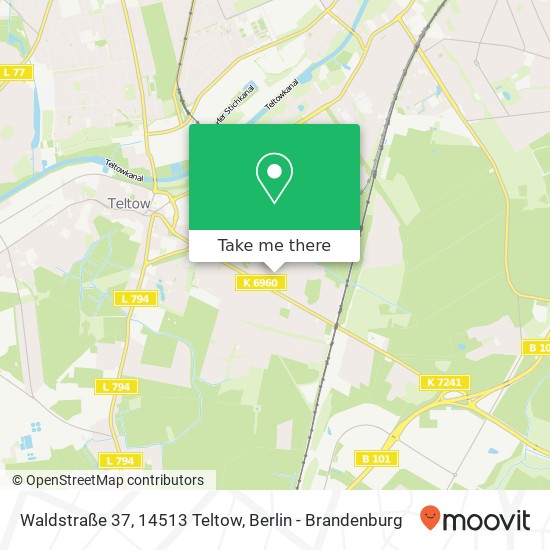 Карта Waldstraße 37, 14513 Teltow