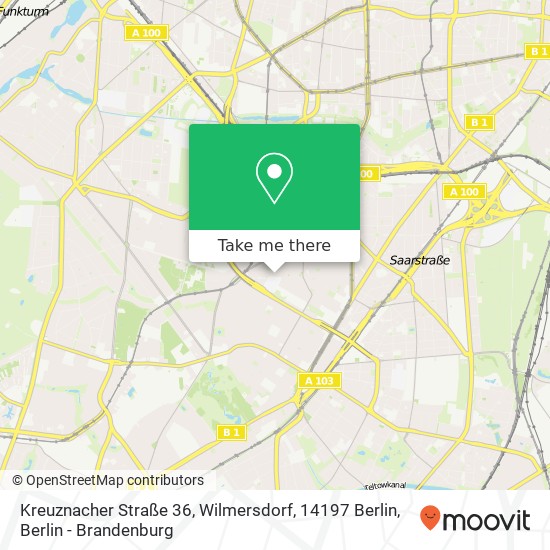 Карта Kreuznacher Straße 36, Wilmersdorf, 14197 Berlin