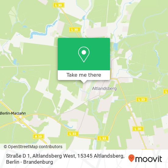 Карта Straße D 1, Altlandsberg West, 15345 Altlandsberg