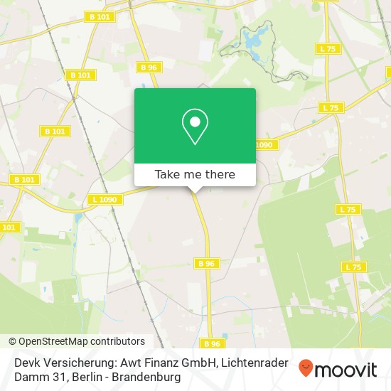 Карта Devk Versicherung: Awt Finanz GmbH, Lichtenrader Damm 31