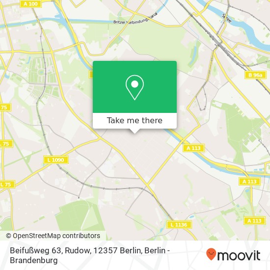 Карта Beifußweg 63, Rudow, 12357 Berlin