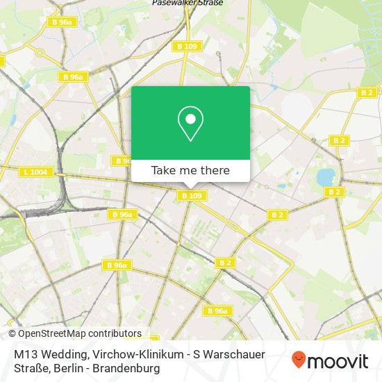 M13 Wedding, Virchow-Klinikum - S Warschauer Straße map