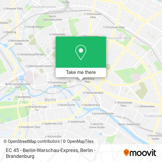 EC 45 - Berlin-Warschau-Express map