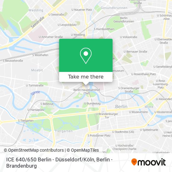 Карта ICE 640 / 650 Berlin - Düsseldorf / Köln