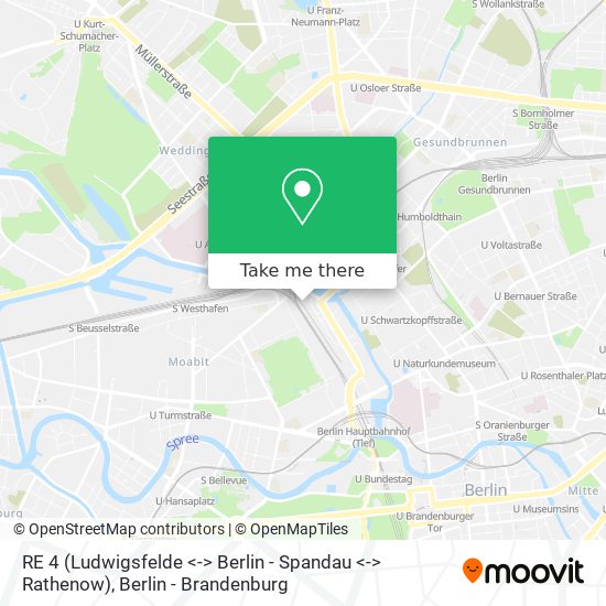 RE 4 (Ludwigsfelde  <-> Berlin - Spandau <-> Rathenow) map