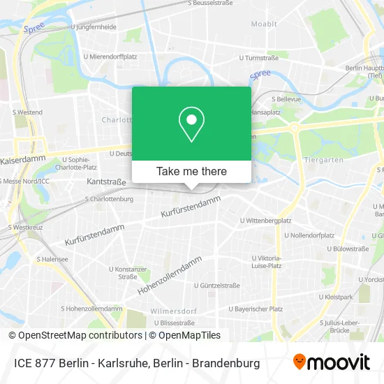 Карта ICE 877 Berlin - Karlsruhe