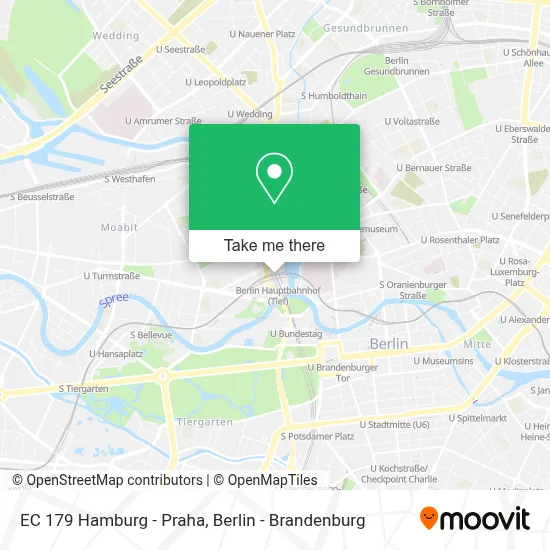 EC 179 Hamburg - Praha map