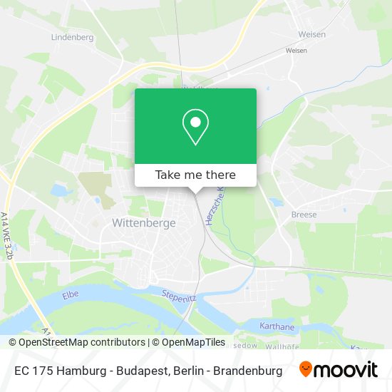 Карта EC 175 Hamburg - Budapest