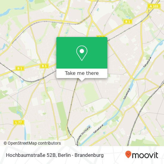 Карта Hochbaumstraße 52B, Hochbaumstraße 52B, 14167 Berlin, Deutschland
