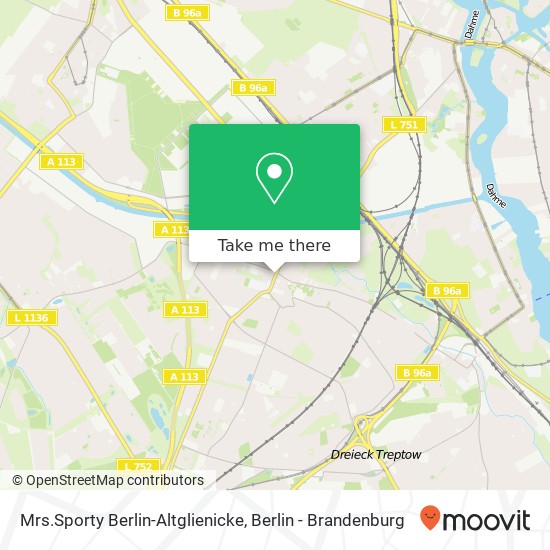 Карта Mrs.Sporty Berlin-Altglienicke, Köpenicker Straße 20