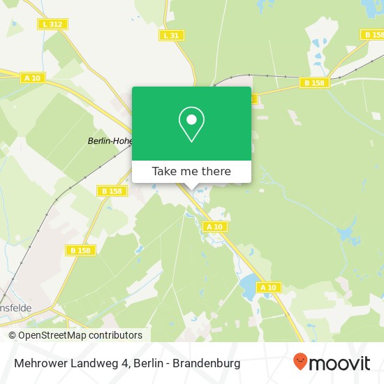 Карта Mehrower Landweg 4, 16356 Ahrensfelde