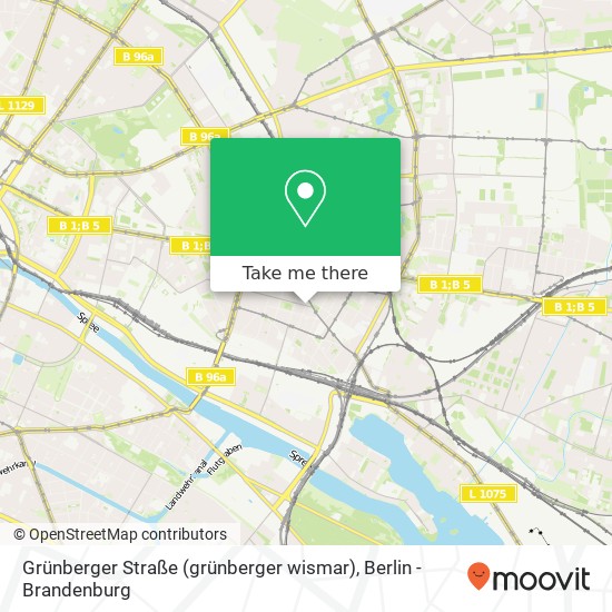 Карта Grünberger Straße (grünberger wismar), Friedrichshain, 10245 Berlin