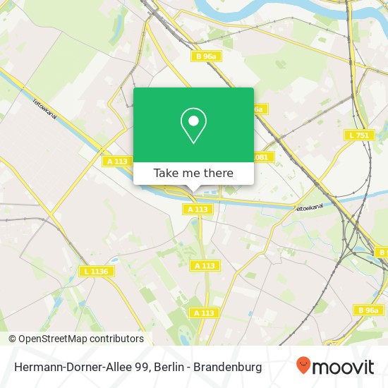 Карта Hermann-Dorner-Allee 99, Johannisthal, 12489 Berlin