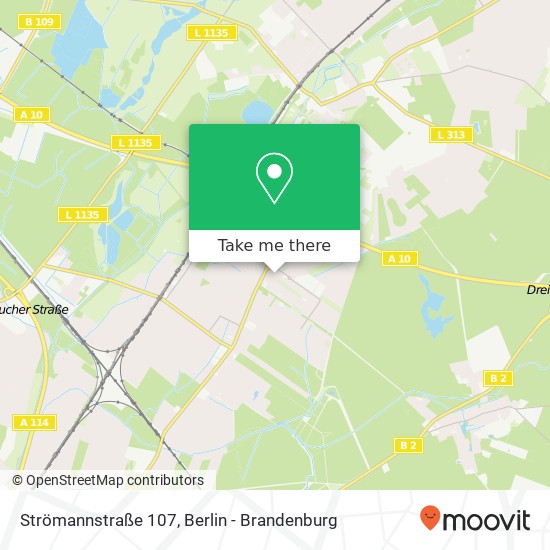 Карта Strömannstraße 107, Karow, 13125 Berlin