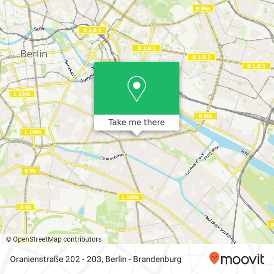 Карта Oranienstraße 202 - 203, Oranienstraße 202 - 203, 10999 Berlin, Deutschland