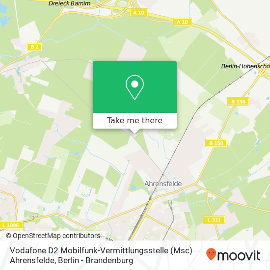 Карта Vodafone D2 Mobilfunk-Vermittlungsstelle (Msc) Ahrensfelde