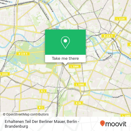 Карта Erhaltenen Teil Der Berliner Mauer