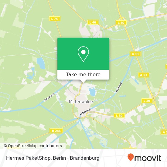 Карта Hermes PaketShop, Berliner Chaussee 23