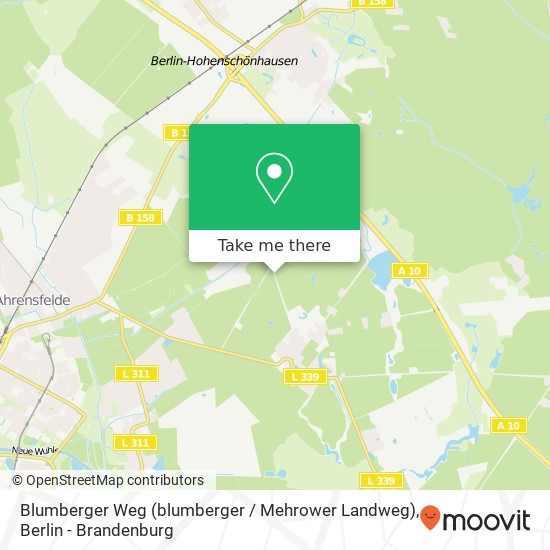 Blumberger Weg (blumberger / Mehrower Landweg), 16356 Ahrensfelde map