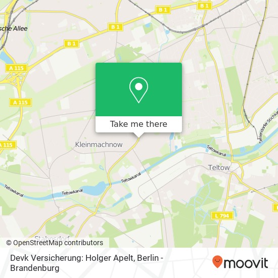 Карта Devk Versicherung: Holger Apelt, Zehlendorfer Damm 104
