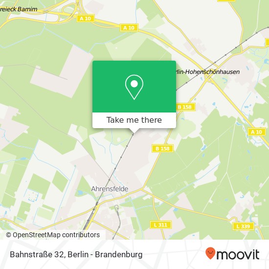 Карта Bahnstraße 32, 16356 Ahrensfelde