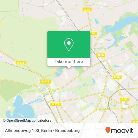 Карта Allmendeweg 103, Tegel, 13509 Berlin