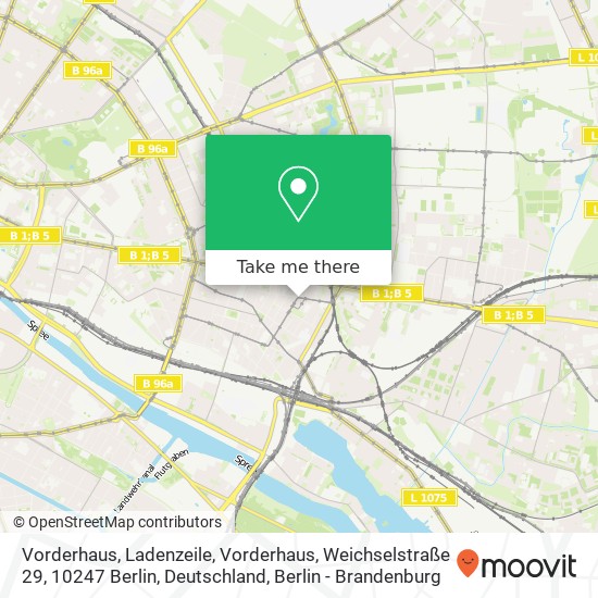 Vorderhaus, Ladenzeile, Vorderhaus, Weichselstraße 29, 10247 Berlin, Deutschland map