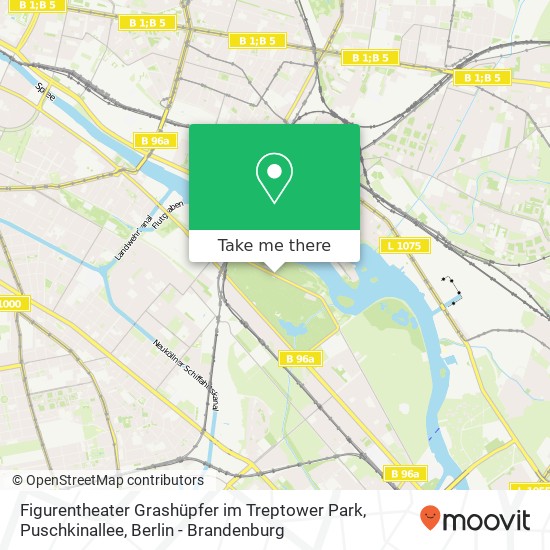Figurentheater Grashüpfer im Treptower Park, Puschkinallee map