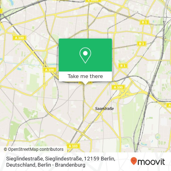 Карта Sieglindestraße, Sieglindestraße, 12159 Berlin, Deutschland