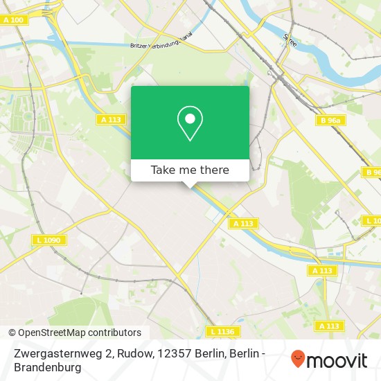Карта Zwergasternweg 2, Rudow, 12357 Berlin