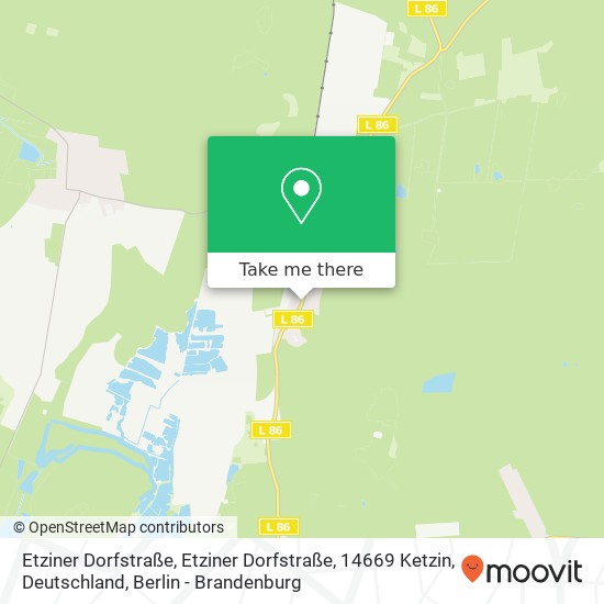 Карта Etziner Dorfstraße, Etziner Dorfstraße, 14669 Ketzin, Deutschland