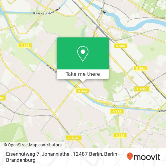 Карта Eisenhutweg 7, Johannisthal, 12487 Berlin