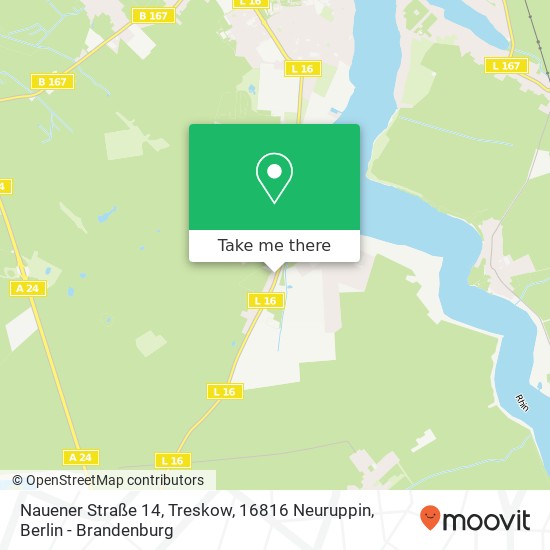 Карта Nauener Straße 14, Treskow, 16816 Neuruppin